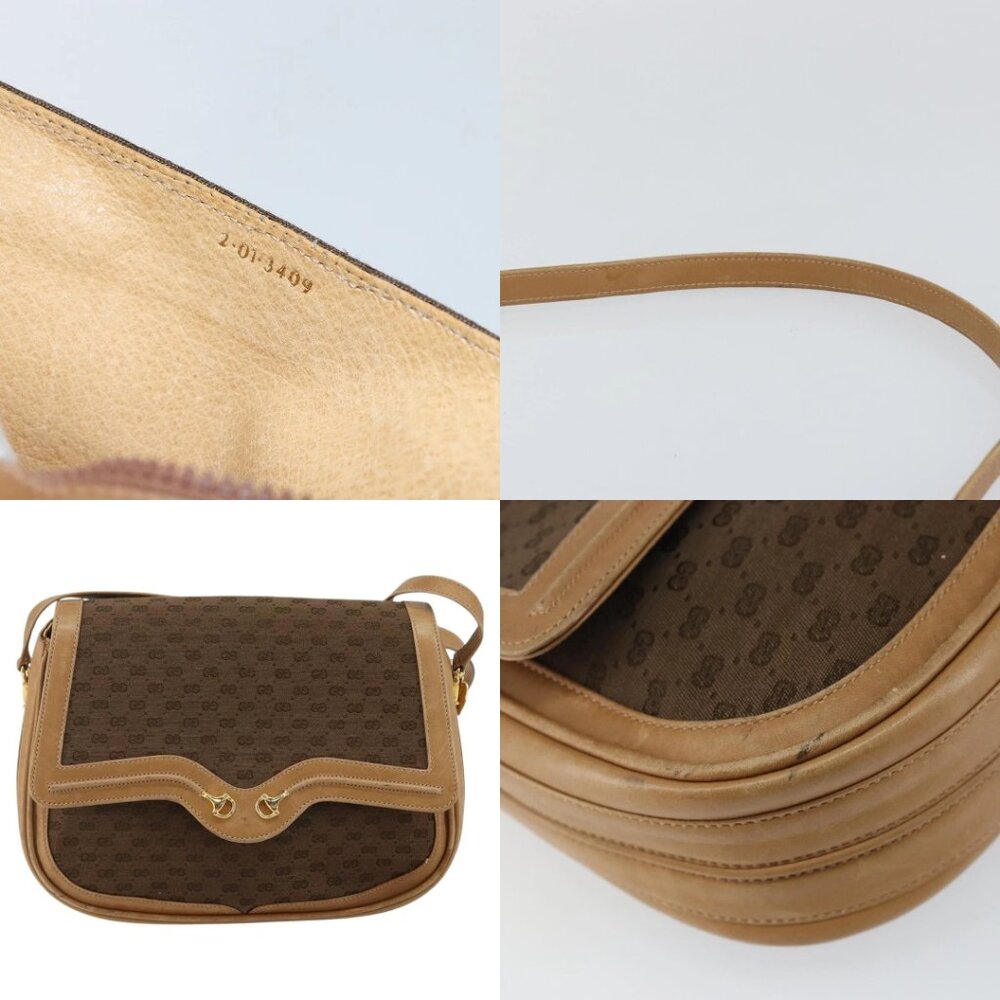 GUCCI Micro GG Canvas Shoulder Bag Brown Gold Auth BA6220 - Picture 12 of 14